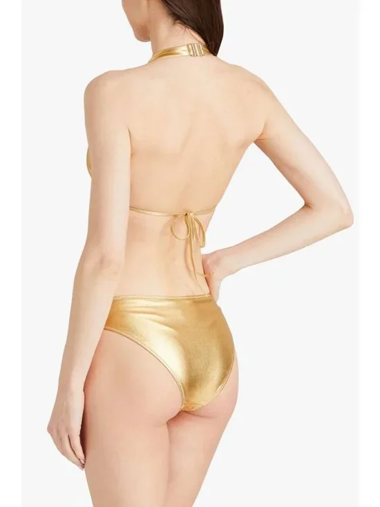 NWT SOLID & STRIPED The Nani metallic mid-rise bikini briefs Size Small $108 - Picture 2 of 13